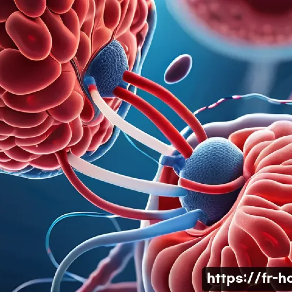 혈액 검사로 알 수 있는 질환들 - A detailed scientific illustration of a human bloodstream showing red and white blood cells flowing ...